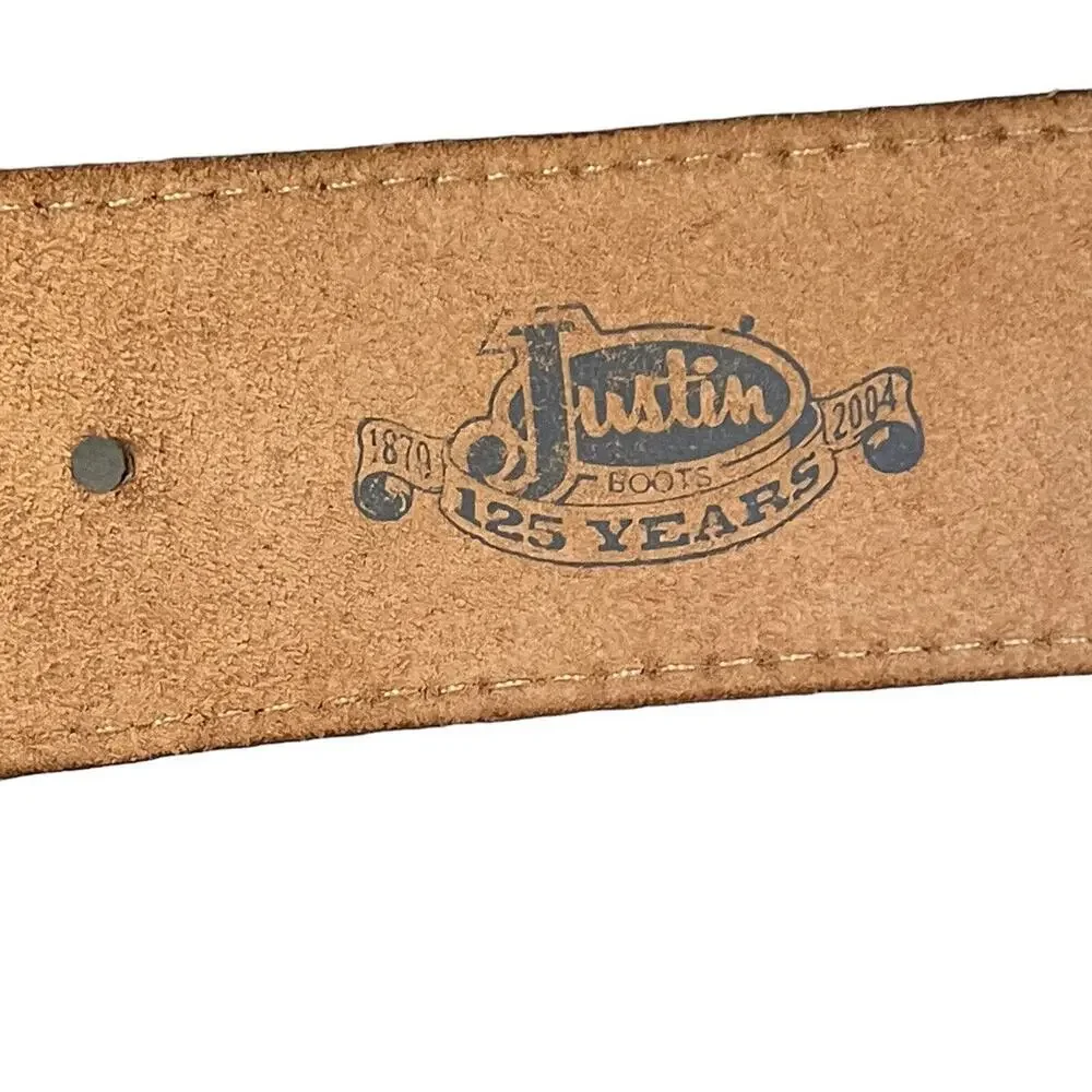 Justin Women's Belt Western Leather Vintage Unisex Sz  28-30 TAN Brown Tooled